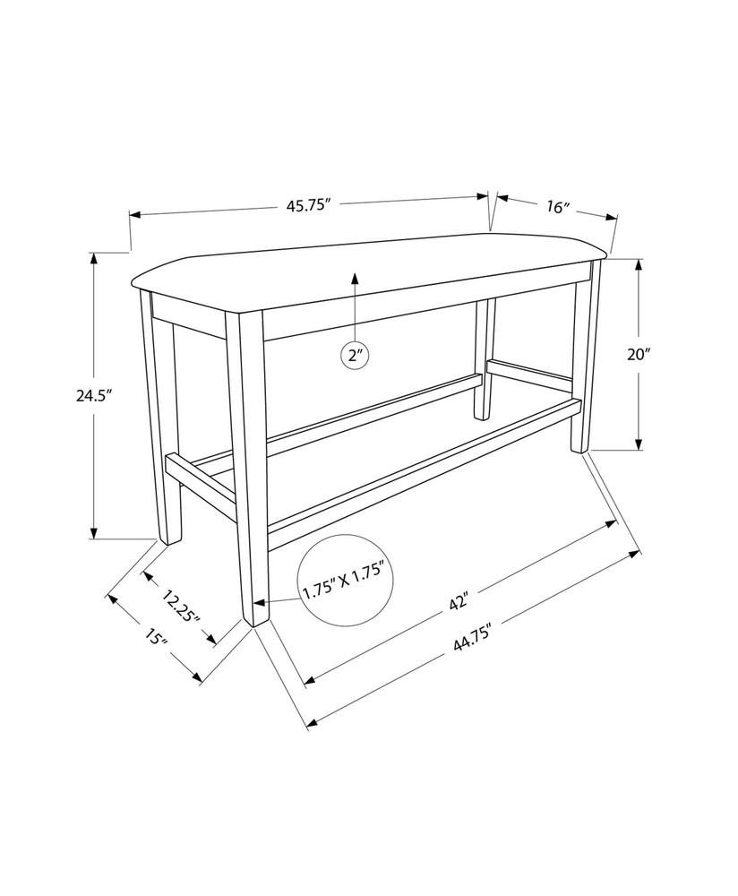 Bench, 42" Rectangular, Dining Room, Kitchen, Upholstered, Wood, Transitional