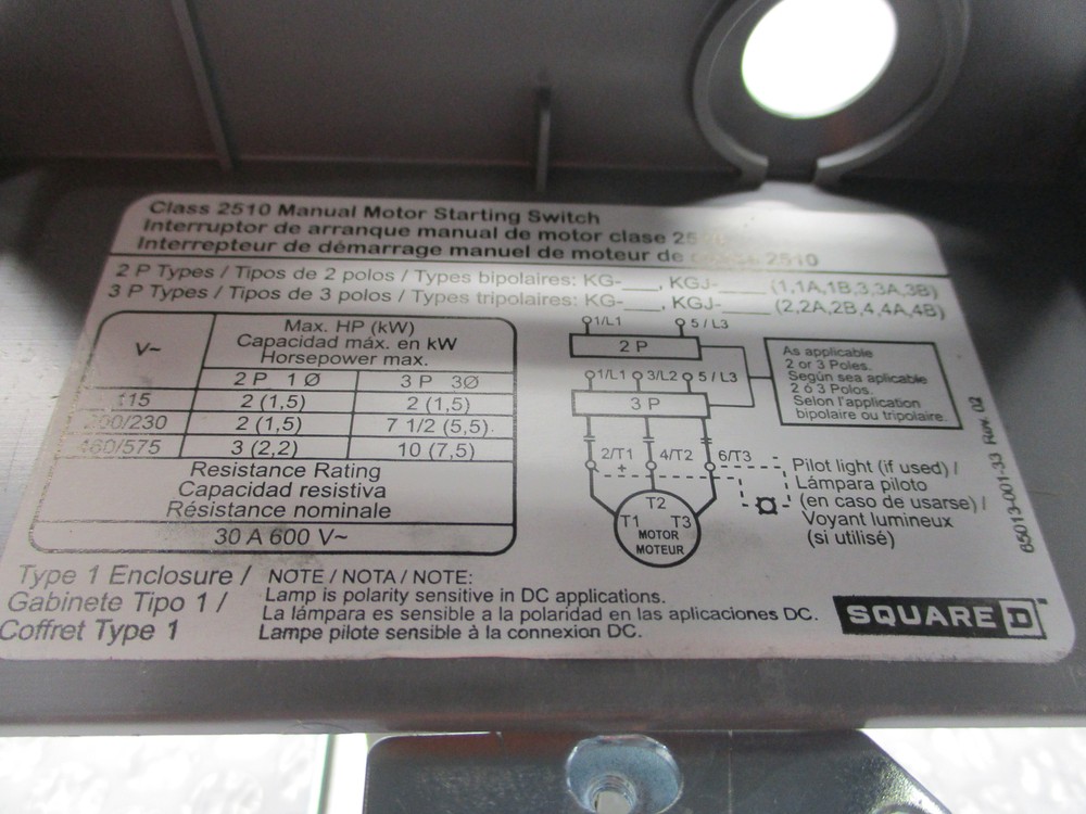 SQUARE D 2510 MANUAL STARTER SWITCH NSNP