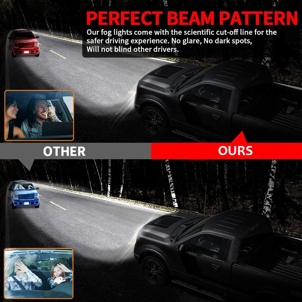 Pair Bumper LED Fog Lights Fit For Ford 2009 2010 2011 2012 2013 2014 F150