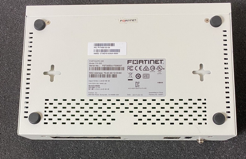 Fortinet FortiGate FG-30E, Network Security Firewall, No Charger.