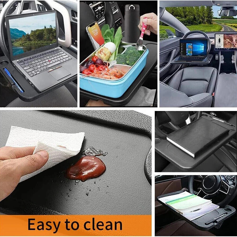 New Car Steering Wheel Tray Desk 2 Sided For Laptop Drink Food Work Table Holder