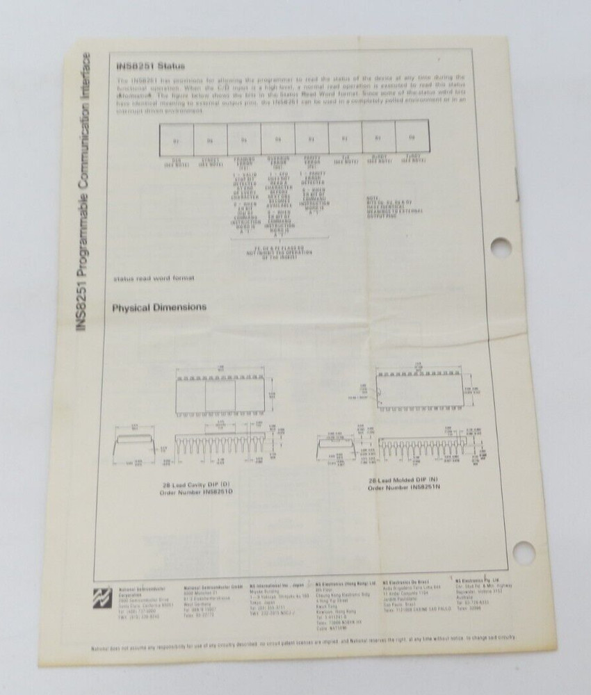 1978 National Semiconductor INS8251 Programmable Communication Interface paper *