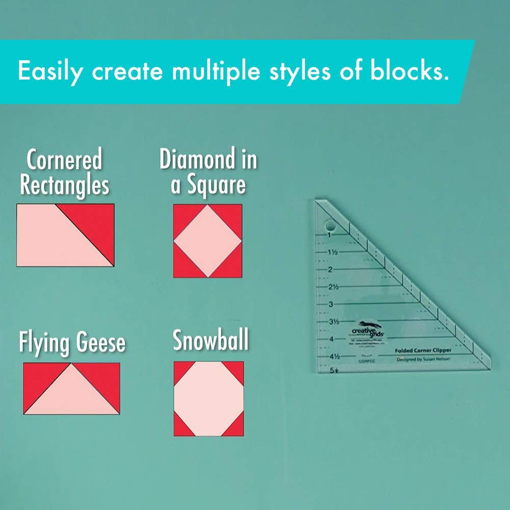 Creative Grids Folded Corner Clipper Quilt Tool – CGRFCC – Light Blue, Black