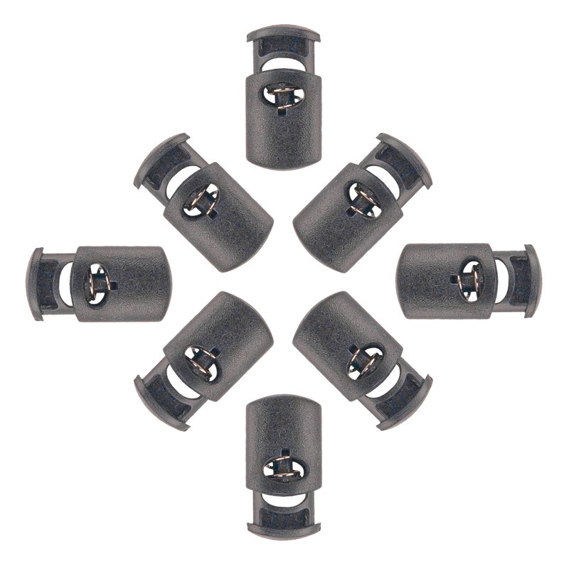 100 - Oval Cord Locks Black Plastic