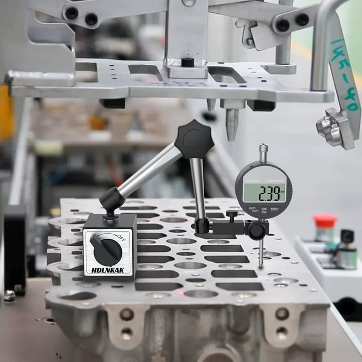 Magnetic Base Stand for Dial Indicator - 176 lbs Max Pull, Adjustable Silver