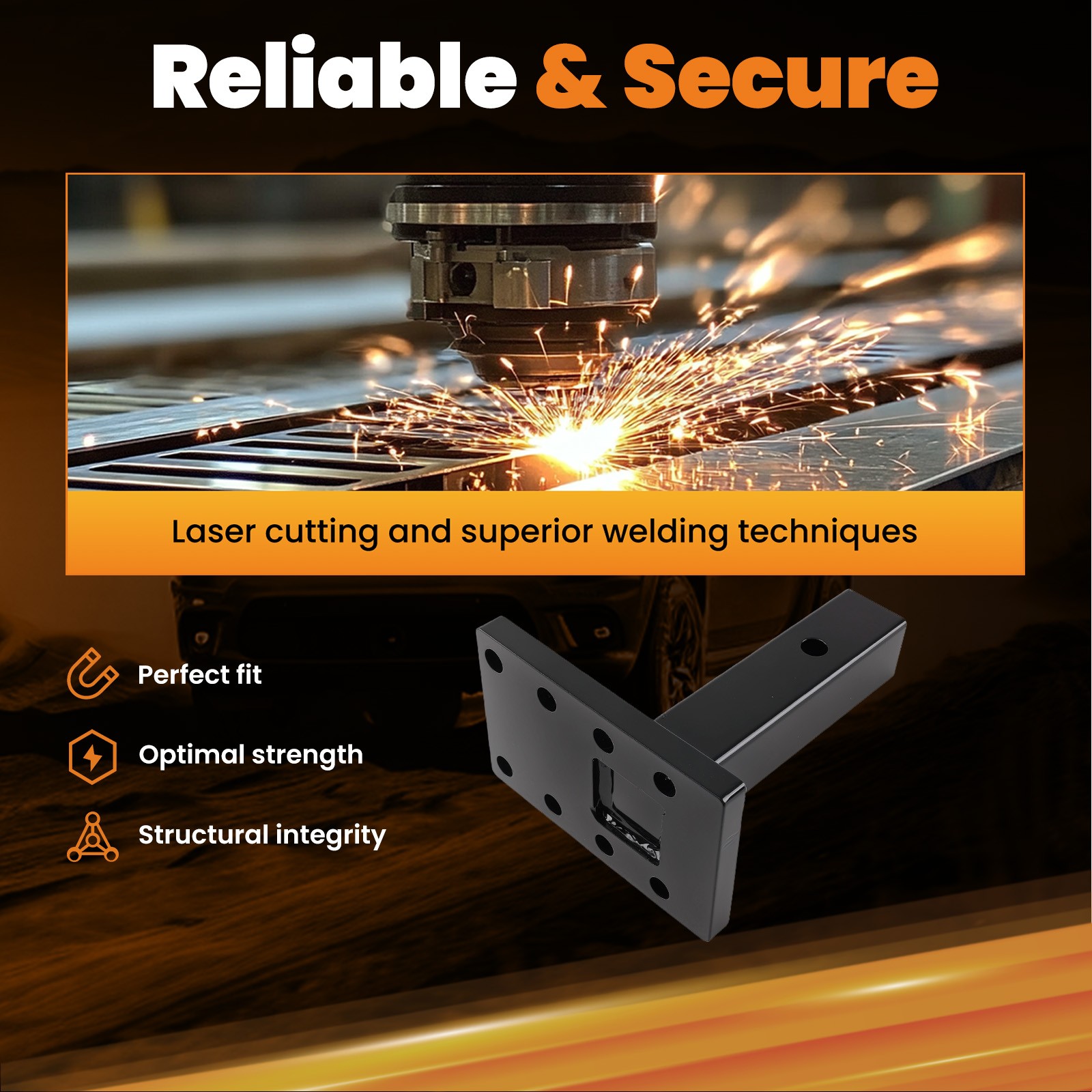 3 Position Pintle Hitch Mount Plate for 2" Hitch Steel 20000 lbs Capacity