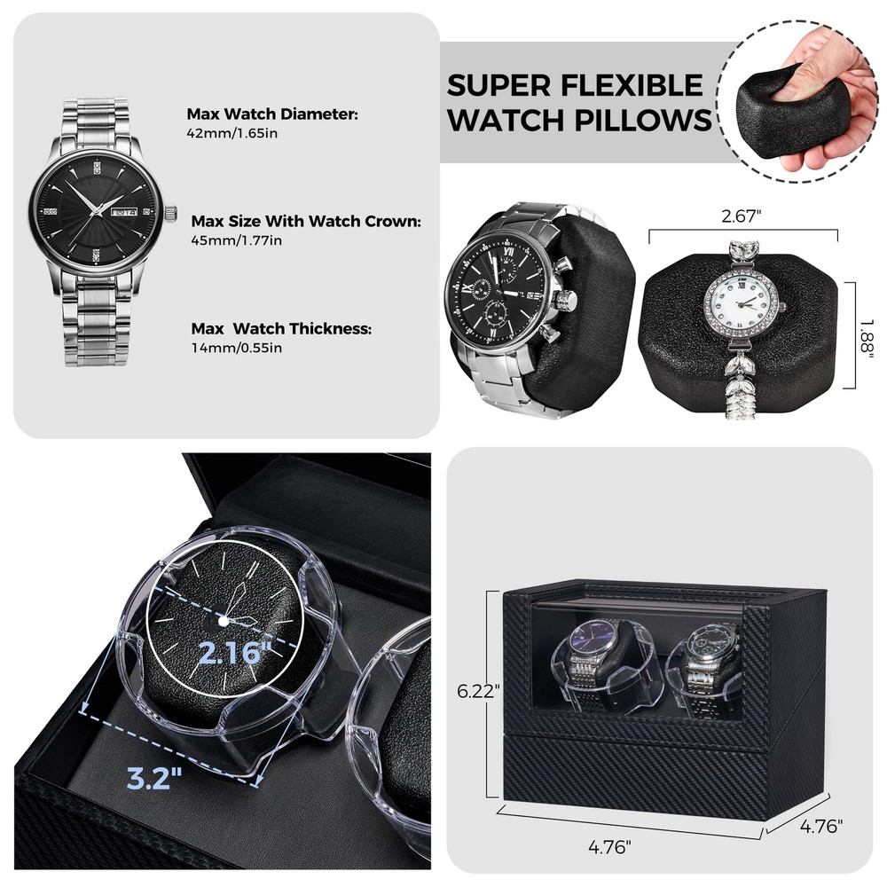 ANWBROAD Watch Winder for Automatic Watches, Double Black