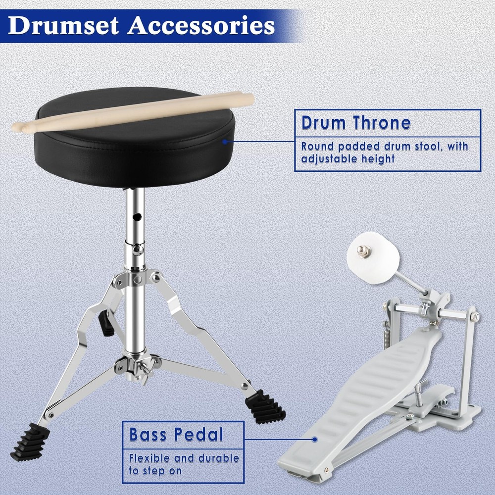 EASTROCK Junior Drum Set, 3 Piece 14'' Junior Drum sets for Drummer,Beginner,...