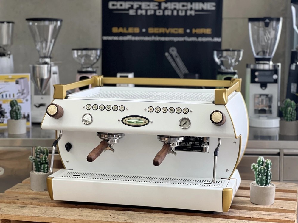 La Marzocco GB5 2 Group Commercial Espresso Coffee Maker Machine - White & Gold
