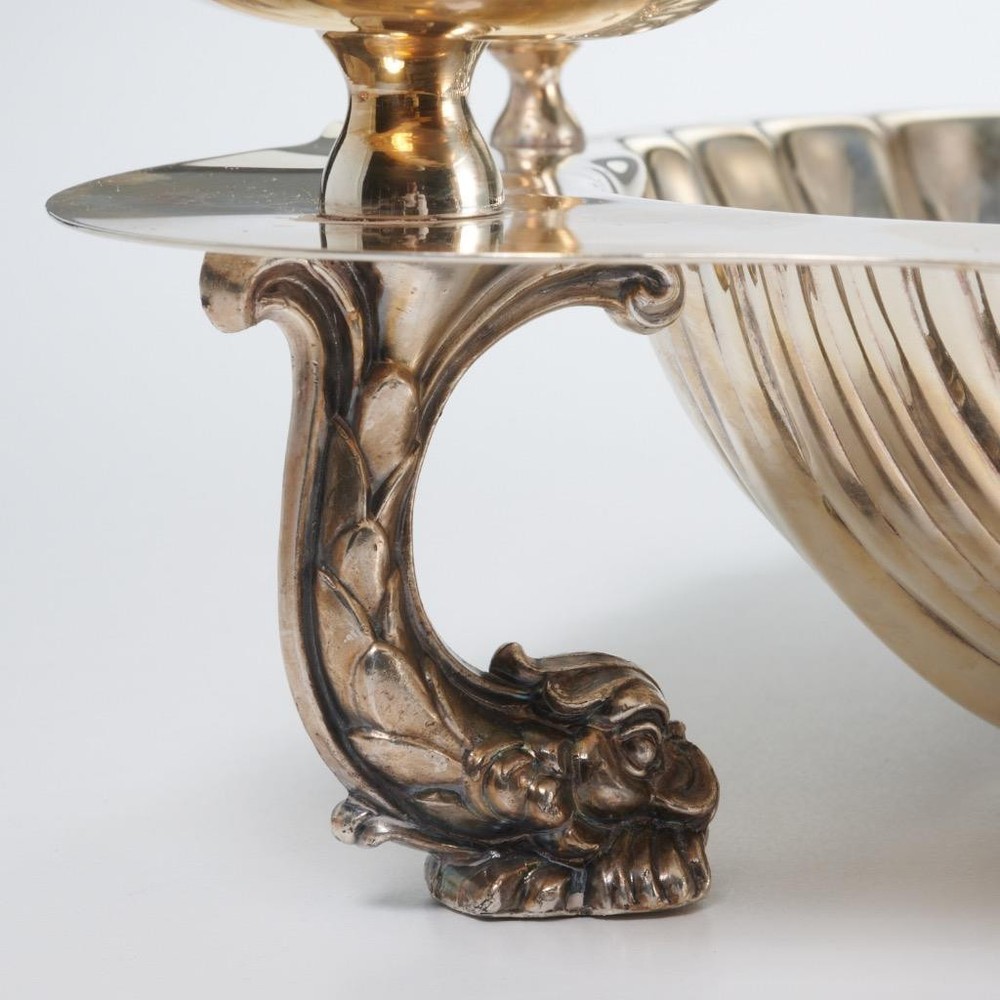 Silver Plate Shell Appetizer Shrimp Cocktail Sauce Serving Toothpick Holder Dish