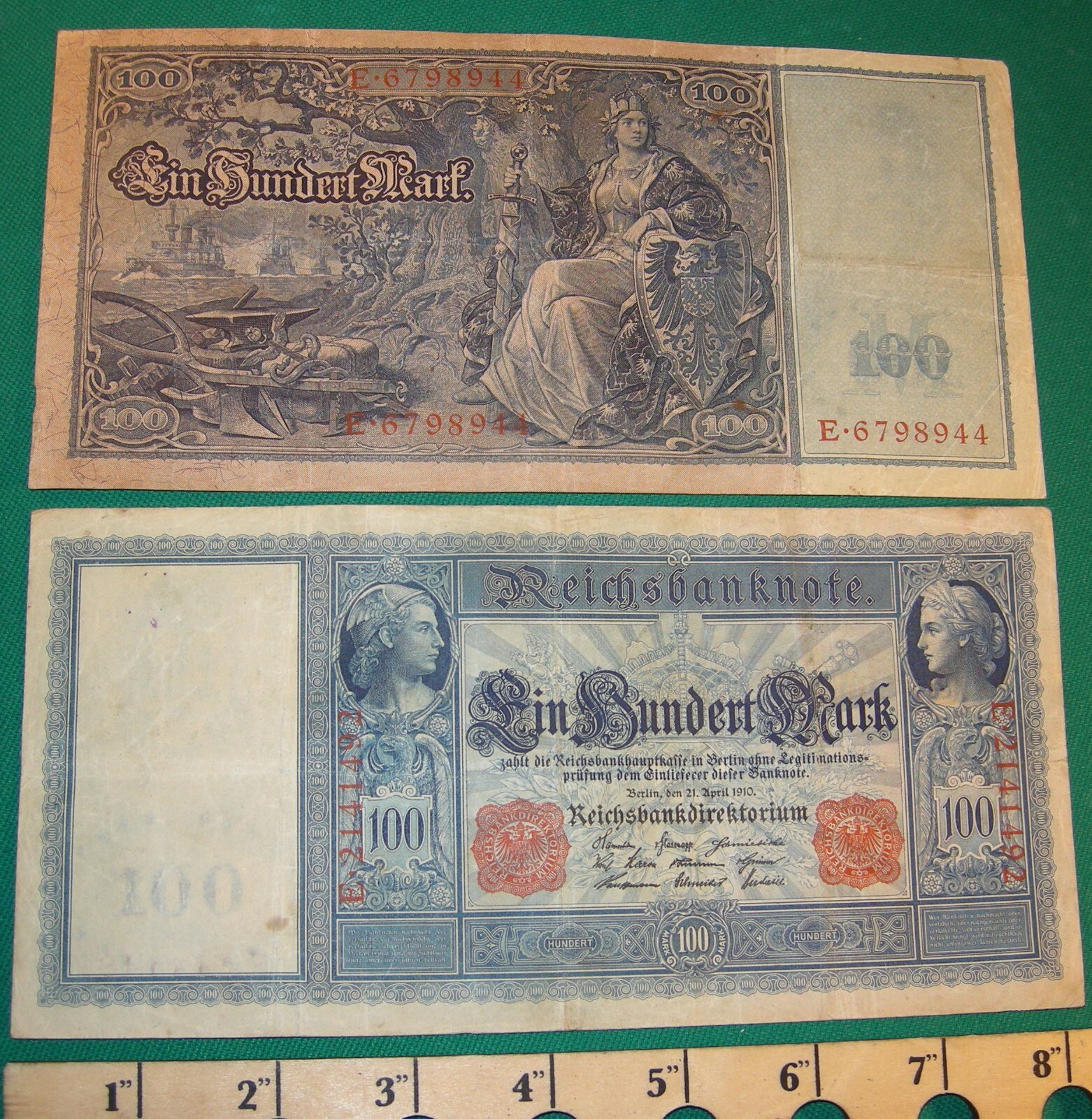 #9702-B 1-1910 PRE WW1 Large German 100 Mark Reichs note Currency Red Seal EX-
