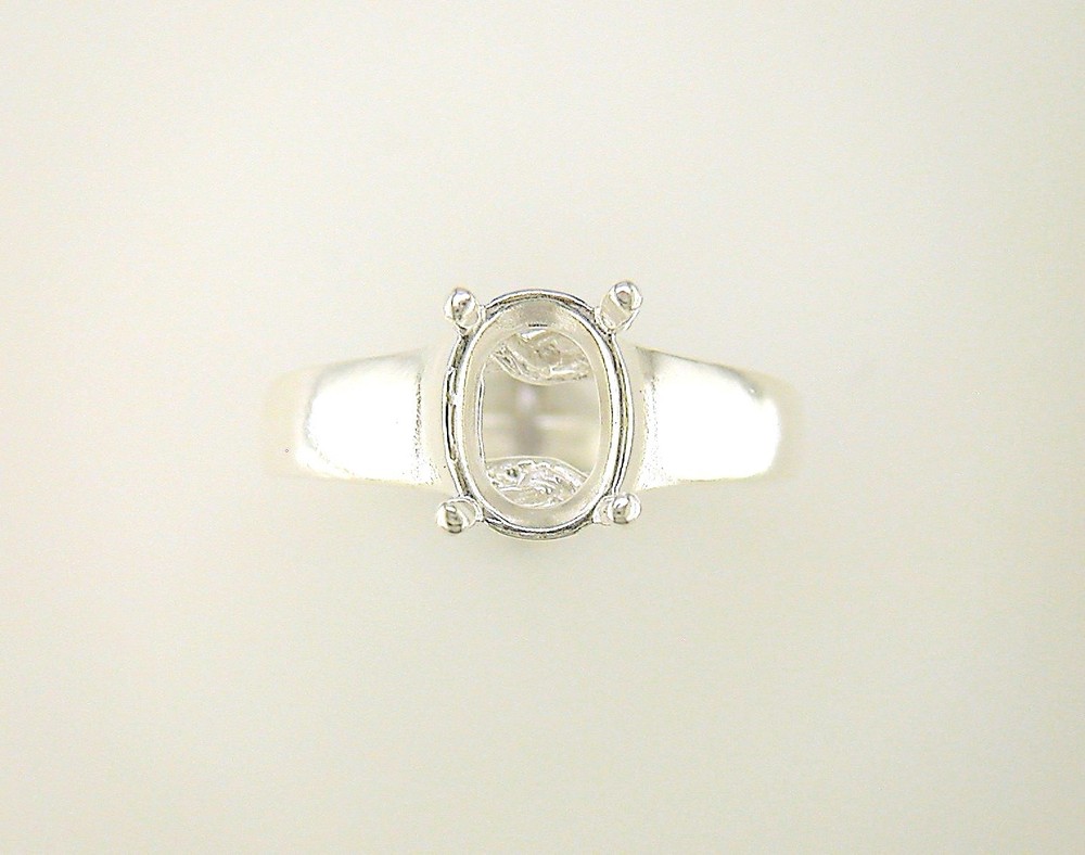 Oval Solitaire Comfort Fit Trellis Ring Setting Sterling Silver