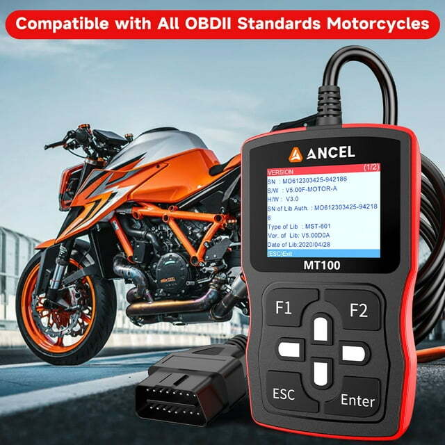 ANCEL MT100 Motorcycle Diagnostic Scan Tool Code Reader ABS Engine Code Scanner