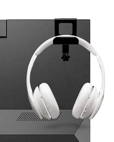 Monitor Back Stand for Headphone, No Adhesive Needed Space Saving Desk Black