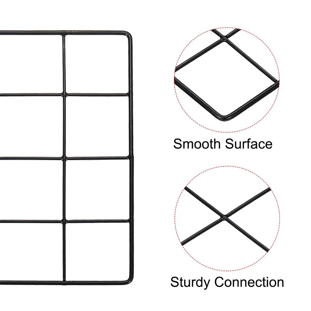 8"x8" Wire Grid Panel, 2 Pack Wall Grid Decorative Board Photo Display Black