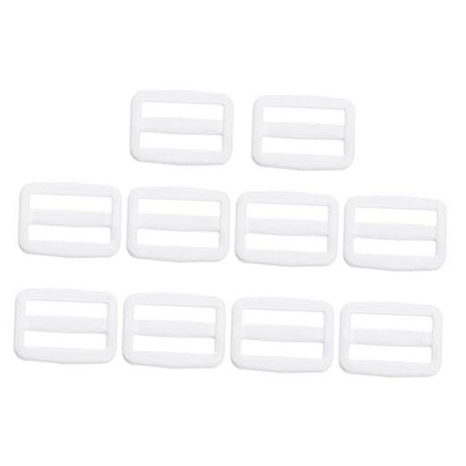 Tri-Glide Slide Buckles, Plastic Adjustable Webbing Strap 1-1/2 Inch White