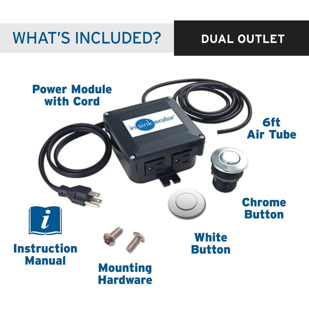 INSINKERATOR Garbage Disposal Air Switch Kit, Dual Outlet Sink Top Switch Button