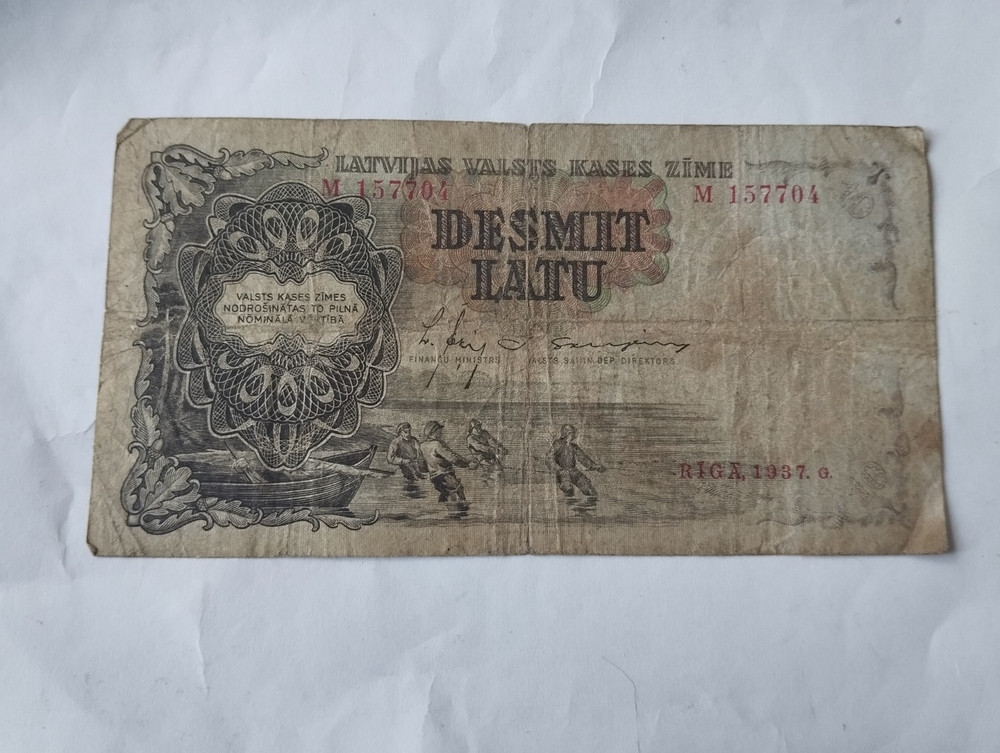 NOTE 10 LATU 1937 LATVIA  M 157704 RARE