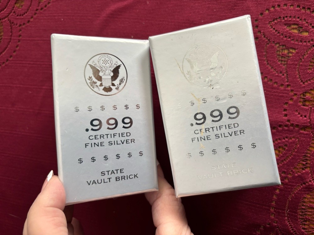 Two Silver Bar Boxes With Black Velvet