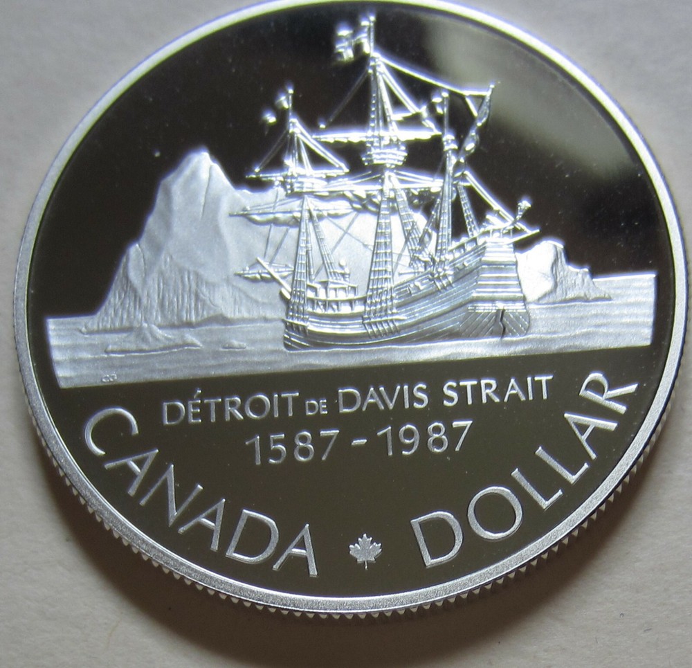 1987 Canada 400th ANNIVERSARY JOHN DAVIS Proof Silver Dollar. UNC. Mint (DPRJ9)