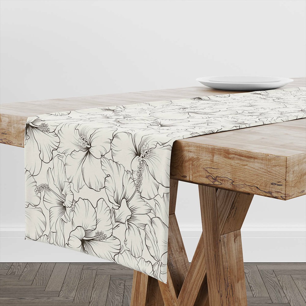 Table Runner Blooming Hibiscus | Unique Design Table Decor | Made in EU