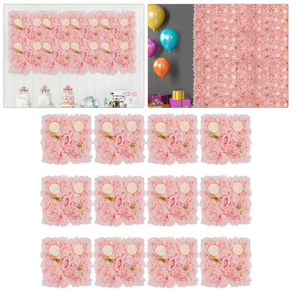 12pcs Flower Wall Panel Artificial Flower Wall Background Silk Rose Wedding