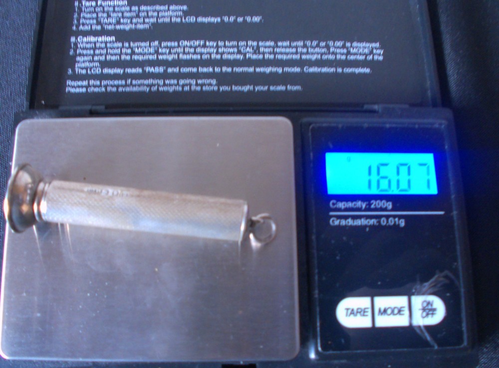 Solid Silver Engine Turned Cigar Piecer Hallmarked Date 1956/57 By S J Rose & So