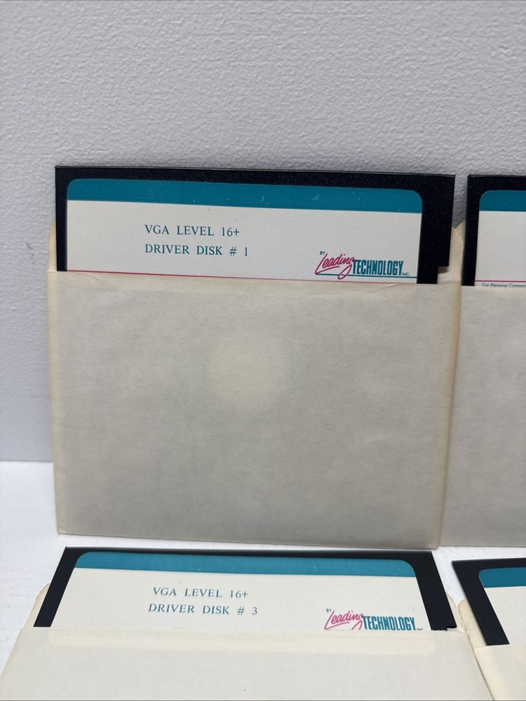 VGA Level 16+ Leading Technology Driver Disk #1-#4 5.25 Floppy IBM