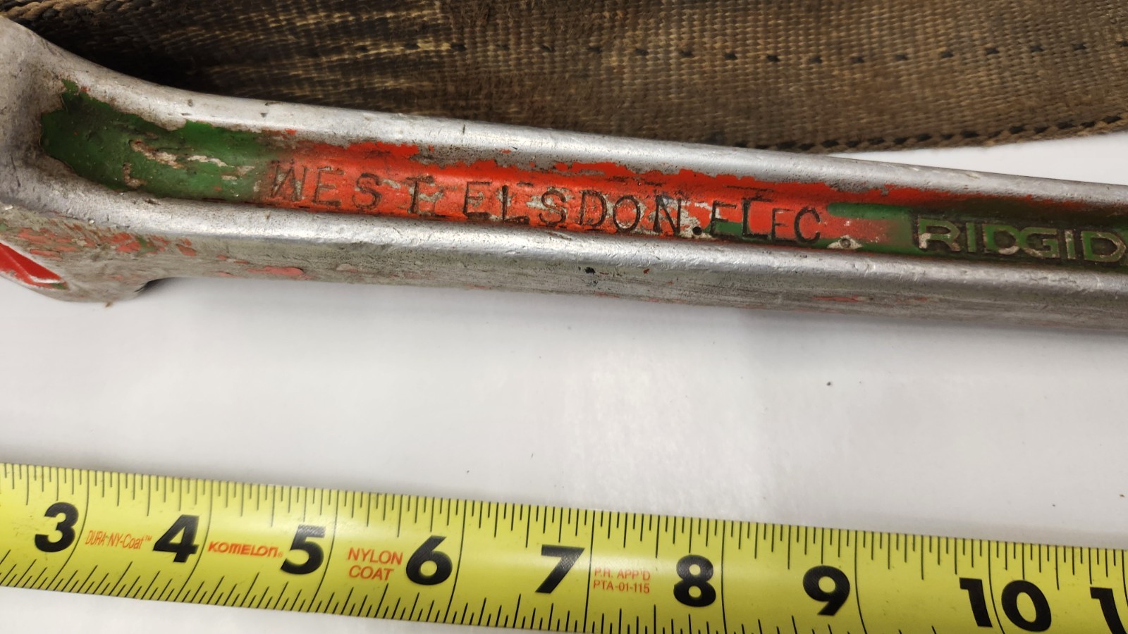 Ridgid No. 5 Adjustable Strap Pipe Wrench, 26" Strap w/Previous Owner Etchings