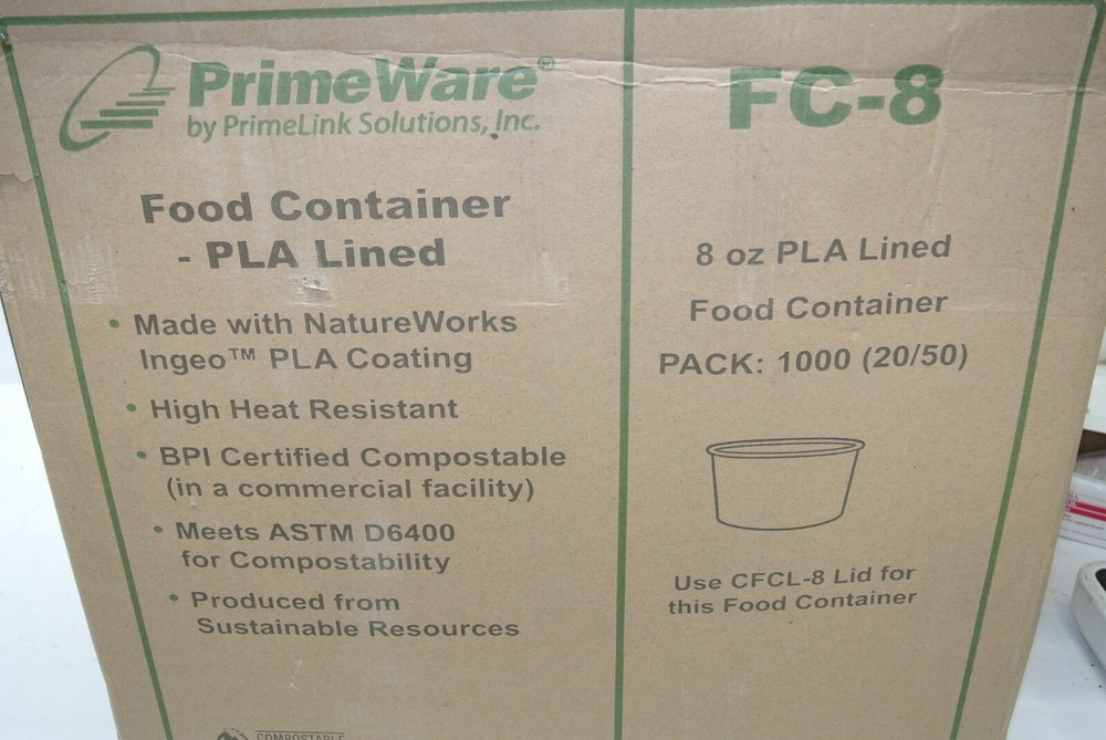 8-oz. PrimeWare Compostable Hot/Cold Food Container - Case / 850 ct.