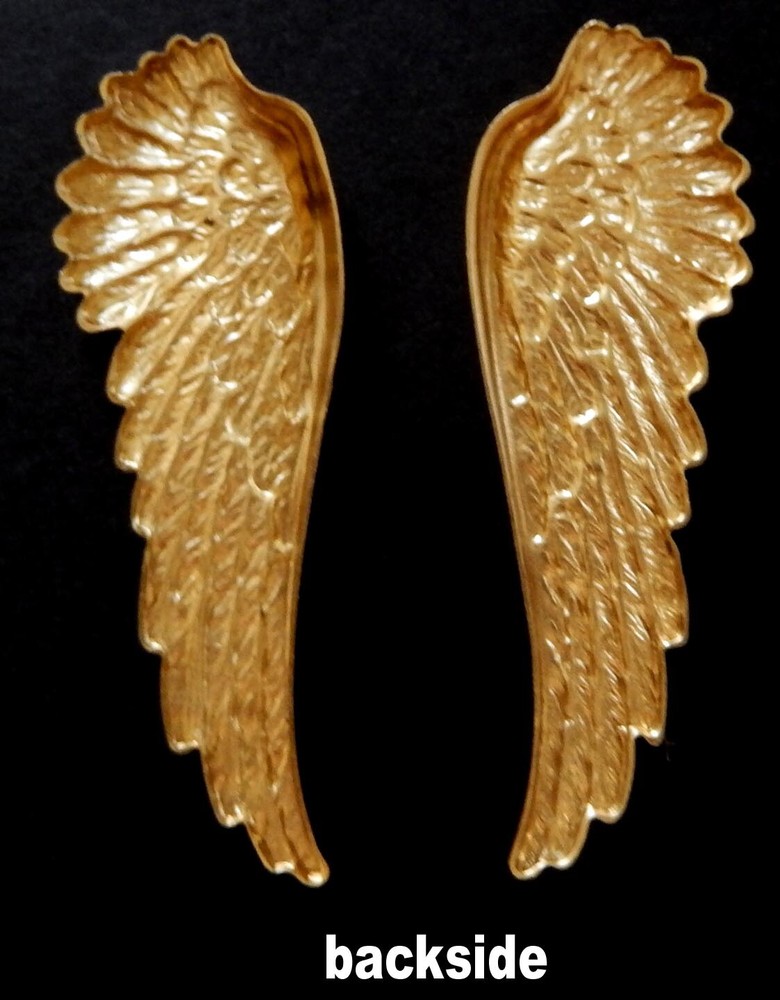 Ornate Medium Large Wings / Raw Brass Stampings/ One Pair