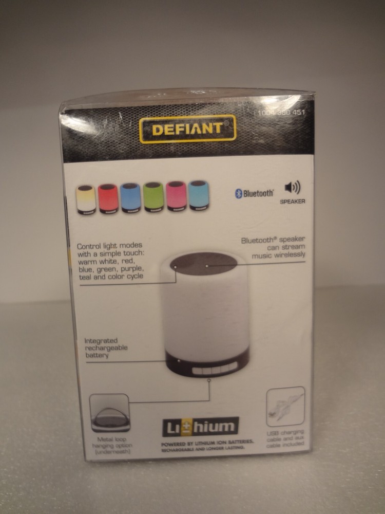 Defiant Rechargeable Color Changing LED Touch Light Bluetooth Speaker - Orange