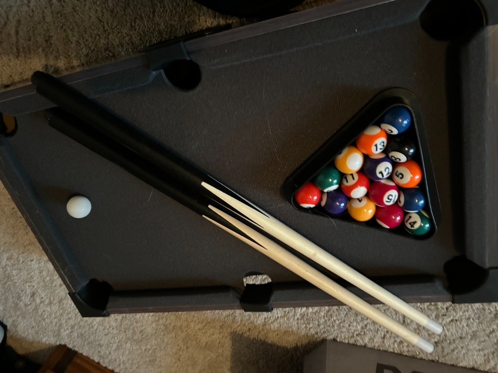 20" Mini Wooden Tabletop Pool Table Set - Portable Billiards Game