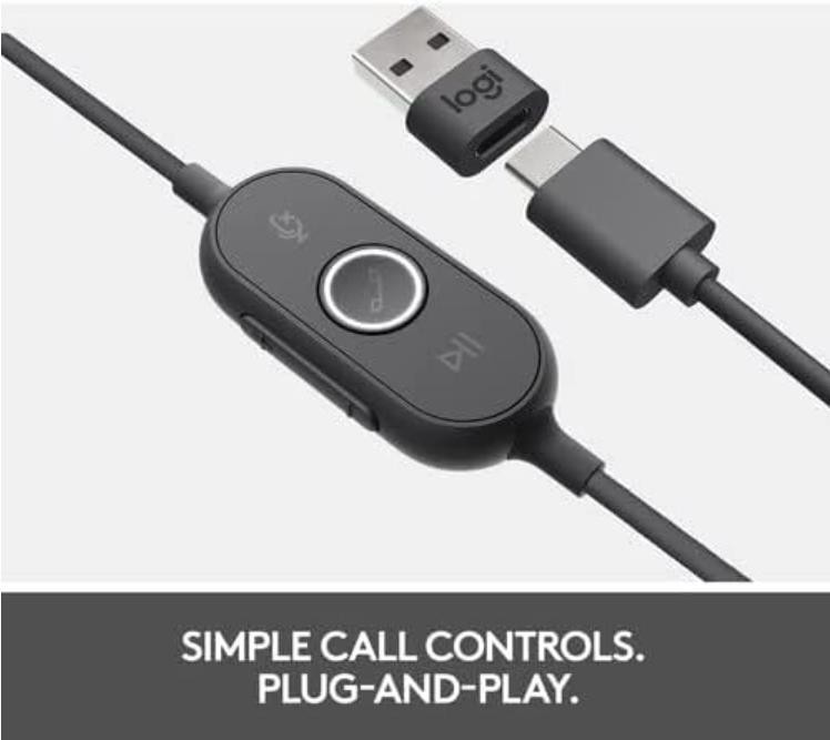 Logitech Zone 750 Wired Noise-Cancelling Headset - Graphite