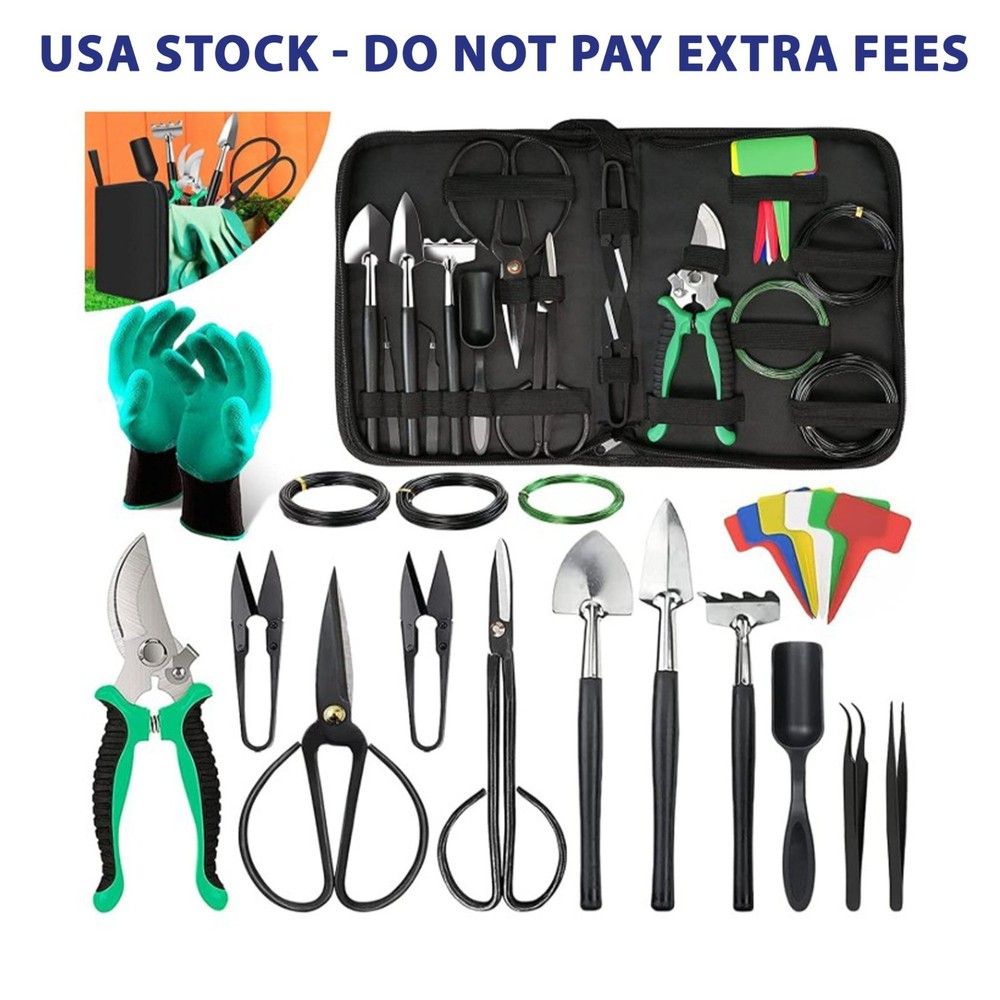 Bonsai Tools Kit 24PCS Bonsai Tree Starter Set Pruning Shears Scissors PU Bag