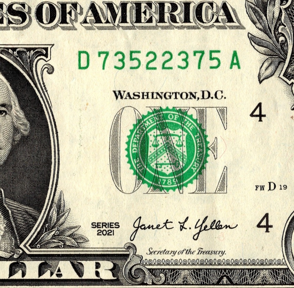 Four Pair Fancy Serial Number One Dollar Bill