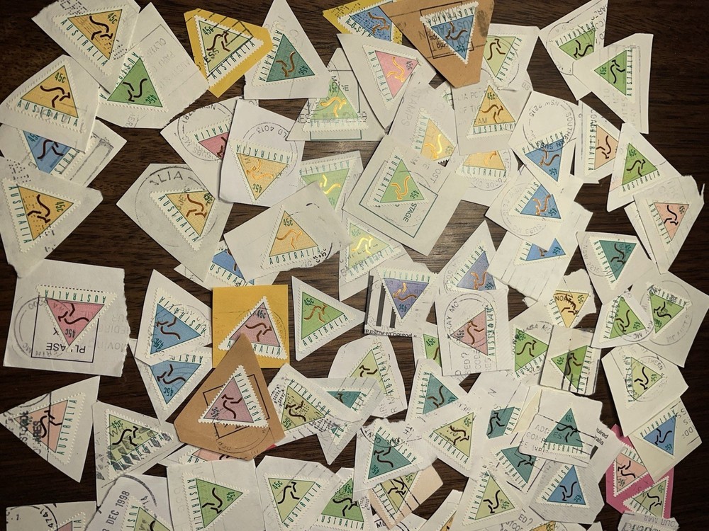 Australian Made Kangaroo ATM 45c Triangular Stamps x 140+ On Papers