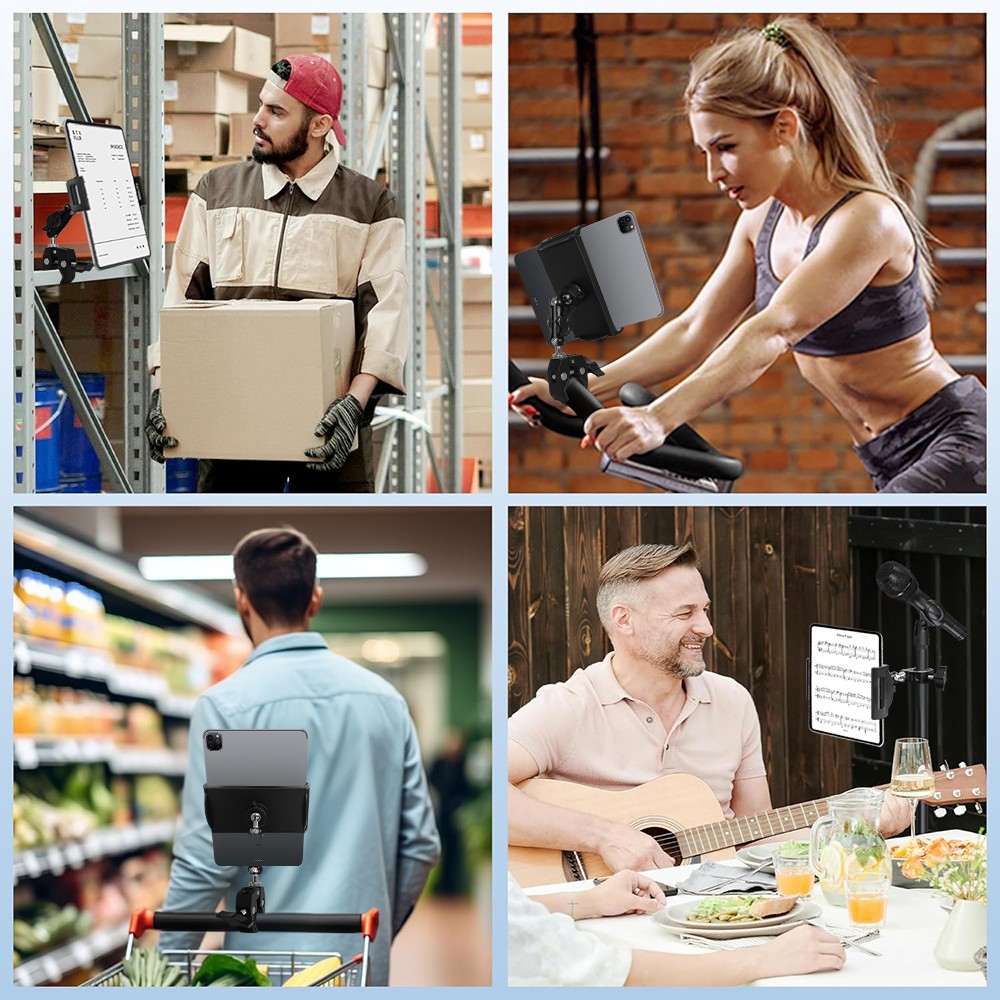 Microphone Stand Tablet Holder Bike Treadmill Mount for 4.7-12.9" iPad iPhone