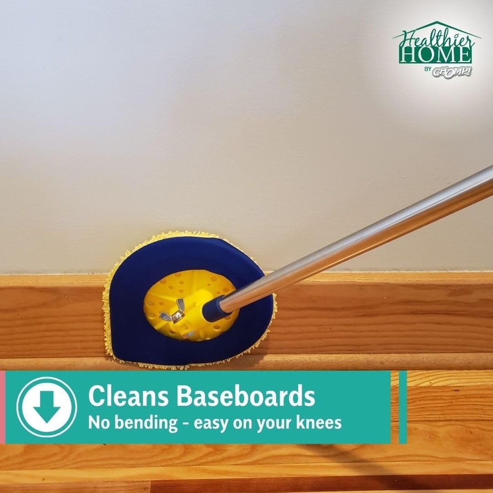 CHOMP Long Handle Wall Cleaner, 5 Minute 60 Inch, Yellow Microfiber