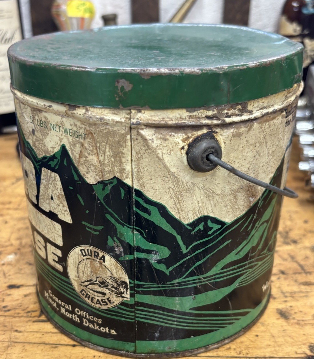 Westland Oil Company dura grease tin pail Minot North Dakota Can Vintage