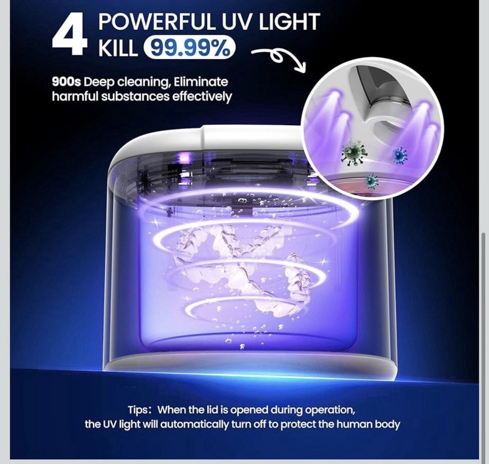 Ultrasonic Retainer Denture Cleaner Machine, 200ML, 4 Modes & Digital Timer