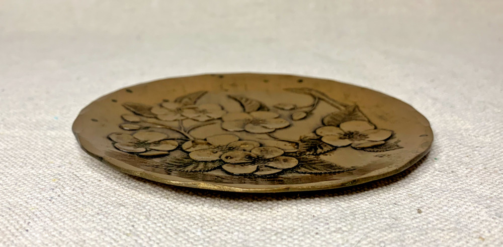 Wendell August Forge Solid Bronze Plate – Cherry Blossoms Design, Hand Made