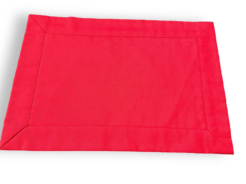 10 Classic Red Hemstitch Rectangular Placements for Christmas Holidays All Year