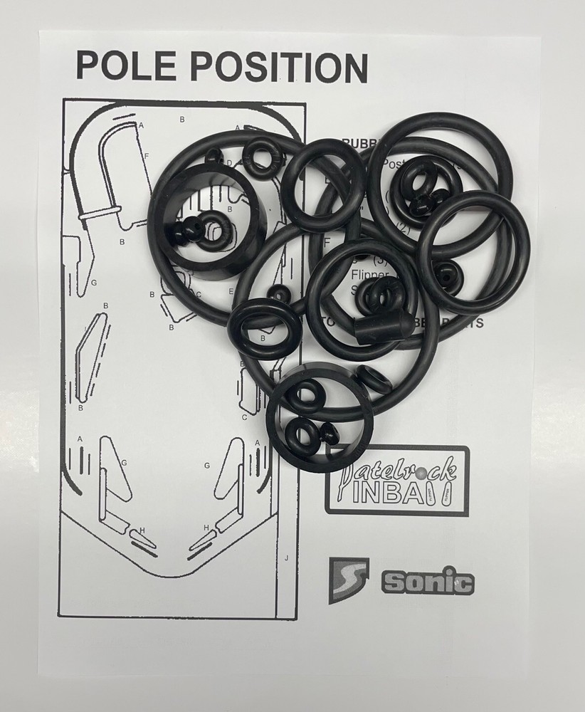1987 Sonic Pole Position Pinball Machine Rubber Ring Kit