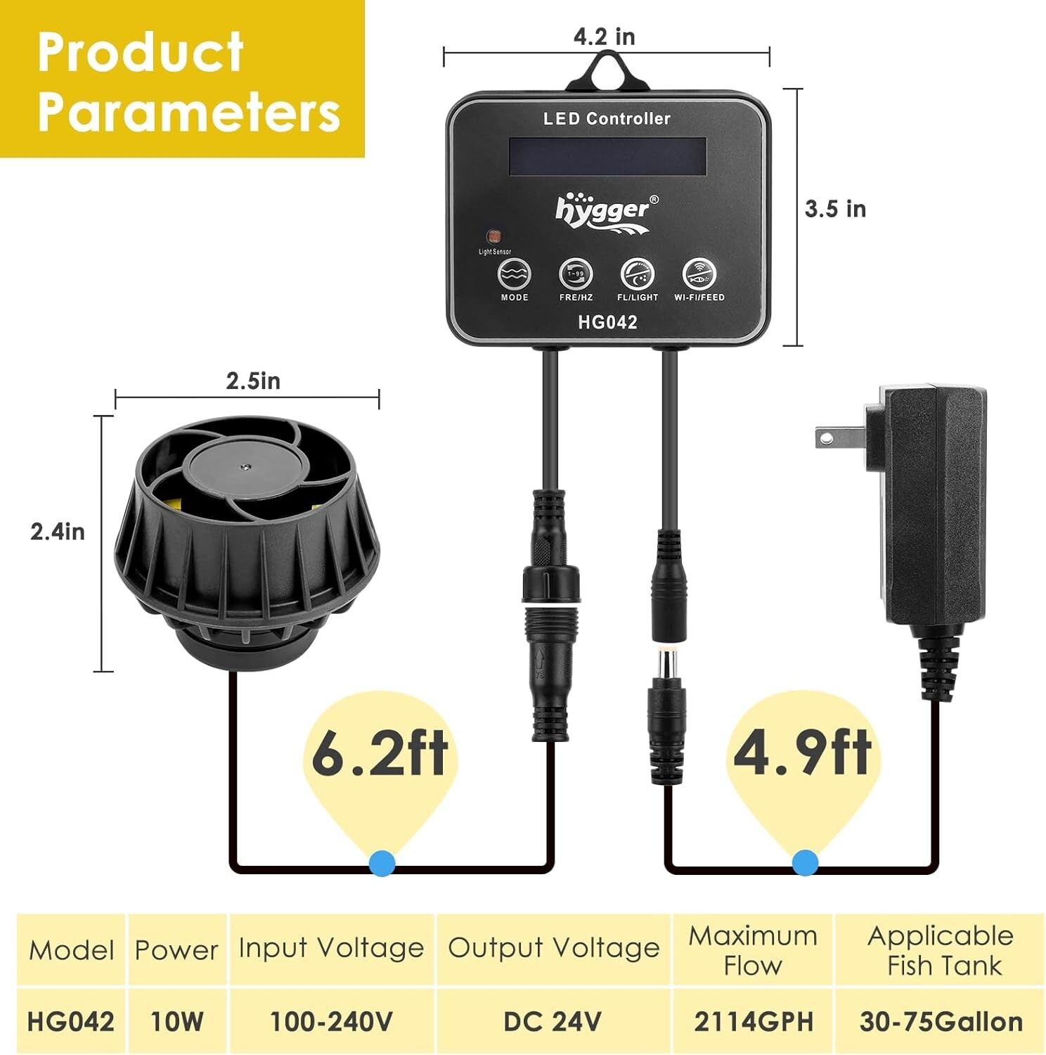 hygger 1321GPH-3400GPH Magnetic Aquarium Wave Maker With Controller up to 265Gal