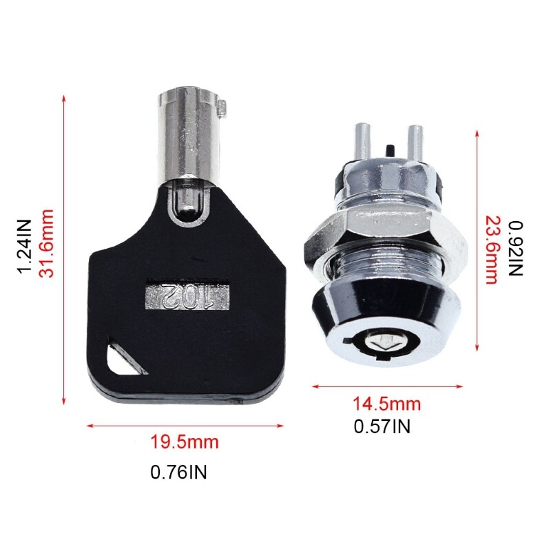 12mm Tubular for Key Elevator Lock Switch with 2 Keys & Nut Easy to Install