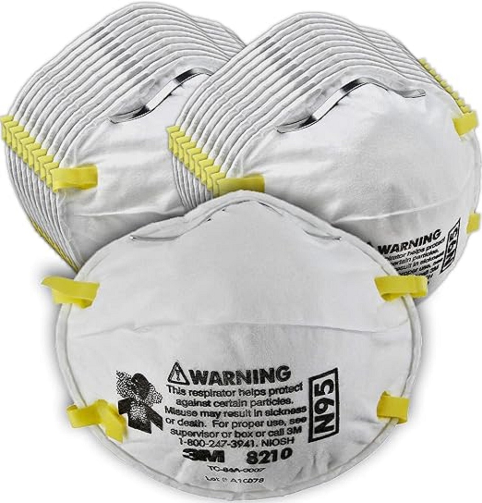 1- Box Of 20 3M 8210 N95 Disposable Protective Particulate Respirator Dust Mask