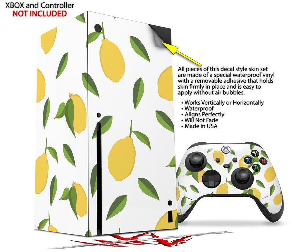 Skins XBOX Series X Console Controller Lemon Leaves White