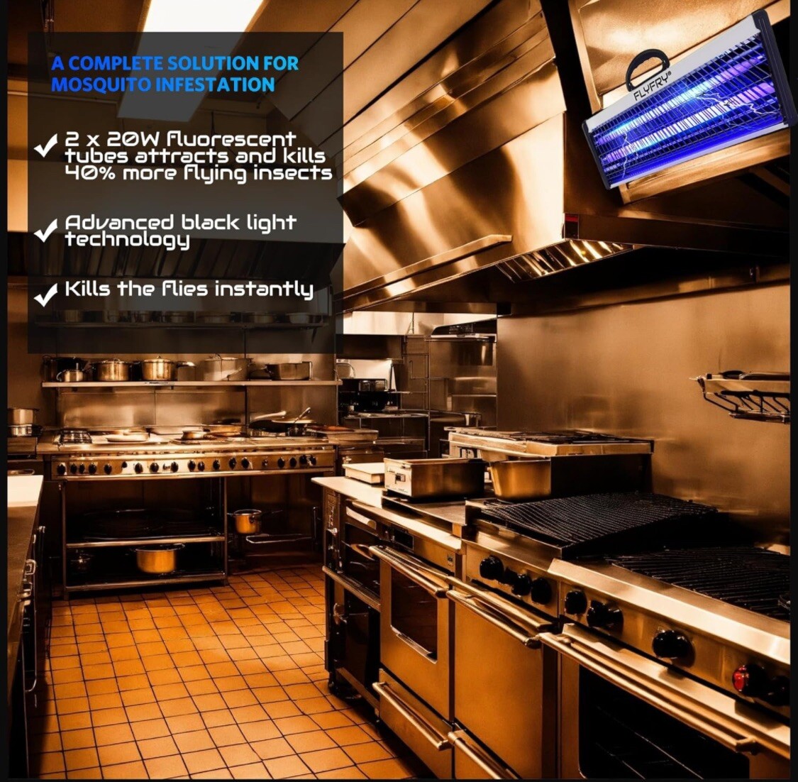 Portable Bug Zapper 40w Large for Restaurant Electric Lamp Mosquito Fly Killer