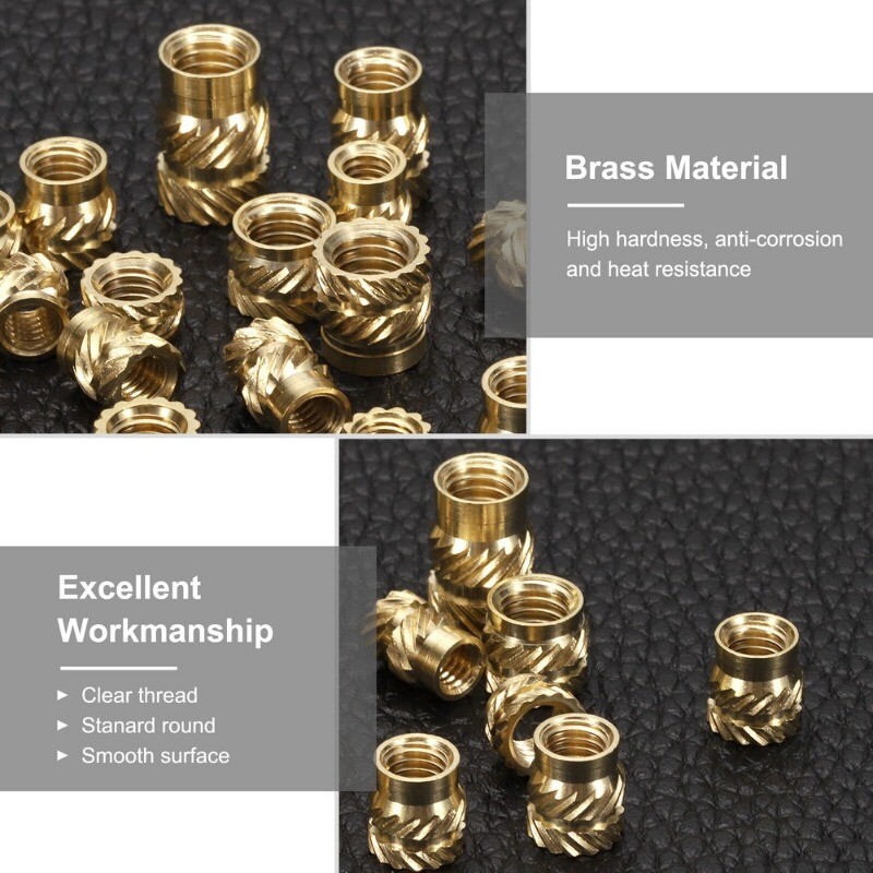 100pcs M4 Threaded Inserts Brass Heat Set Insert M4x4mm, OD 6mm